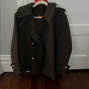 Fresh Dark Green Coat with Orange Label